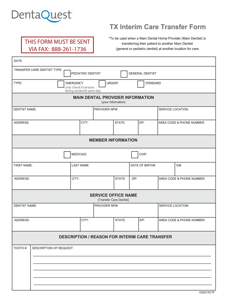 Dentaquest Transfer Form