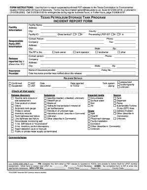 Texas Pae Incident Reporting Form