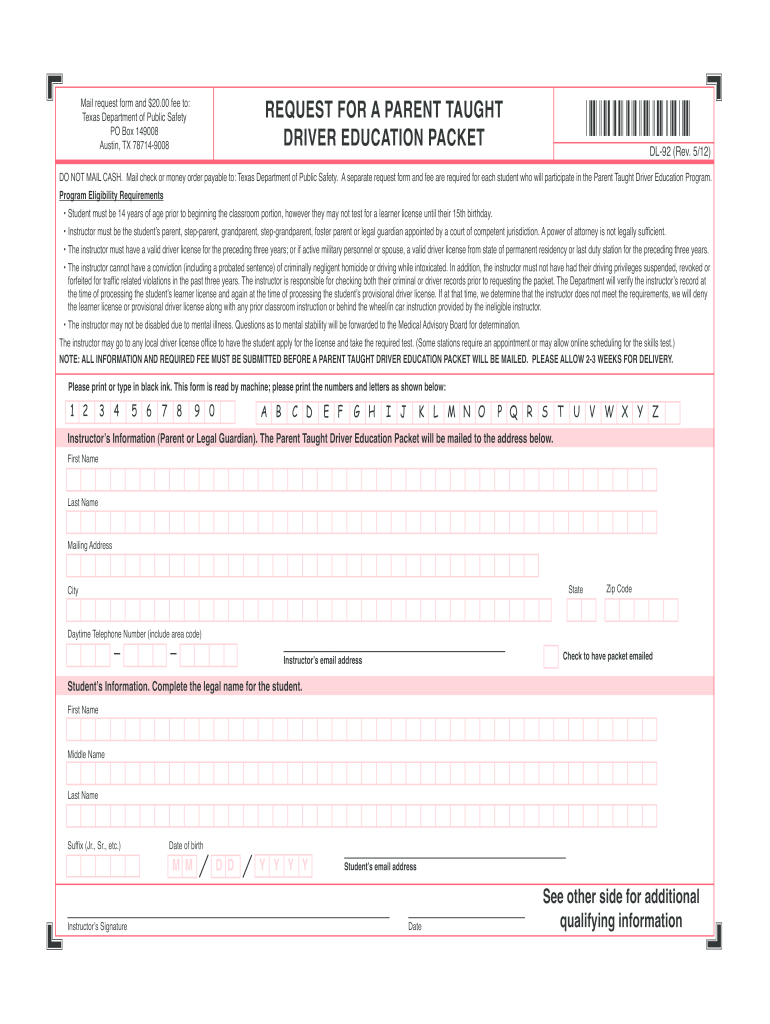  Dl 92 Request Form 2015-2024