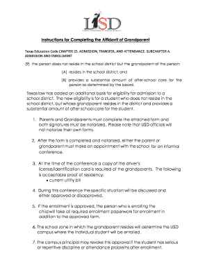 Instructions for Completing the Affidavit of Grandparent Texas Law Laredoisd  Form