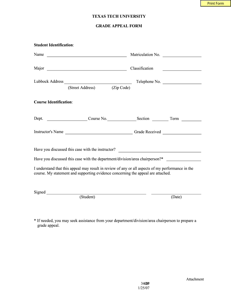 Get and Sign Texas Tech Appeal 2007-2022 Form