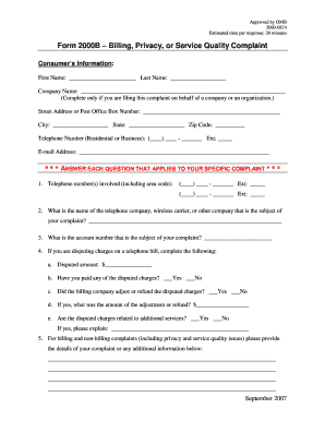 Printable Fcc Complaint Form 2000b