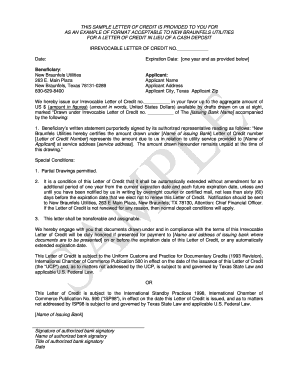 Letter of Credit Example  Form