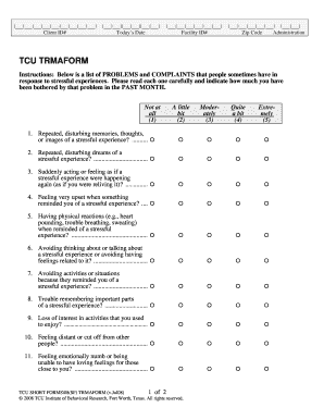 Mental Trauma and PTSD Screen TCU TRMAForm Ibr Tcu Edu Ibr Tcu