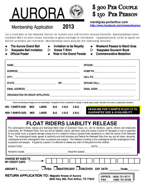 Mardi Gras Float Rider Release of Liability  Form