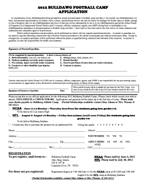 Copperas Cove Isd Football Camp Application Form