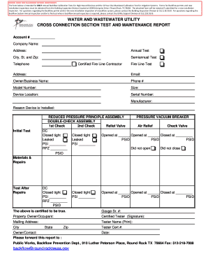 Backflow Prevention Form City of Round Rock Roundrocktexas