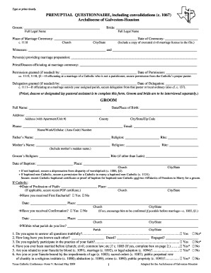 Pre Nuptial Enquiry Form Catholic Church