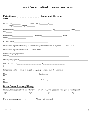 Cancer Application Form