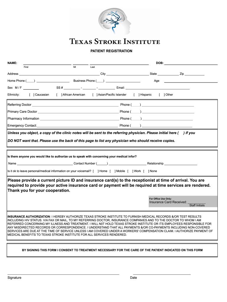  TSI Form  Texas Stroke Institute 2010-2024