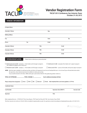 Hsbc Vendor Registration  Form