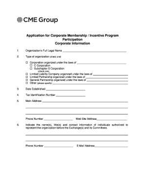 Application for Corporate Membership Incentive Program Participation Application for Corporate Membership Incentive Program Part  Form