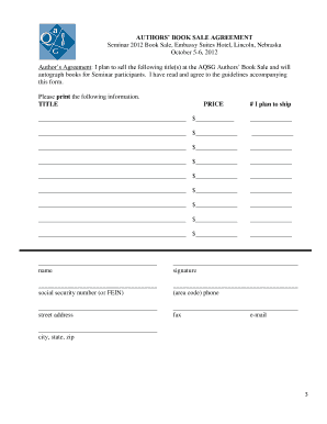 BOOK SALE GUIDELINES Seminar Book Sale, October 5 6  Form