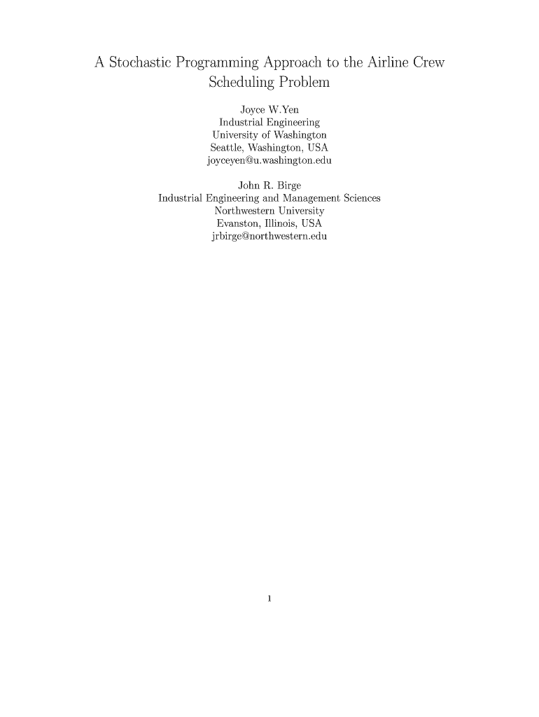 A Stochastic Programming Approach to the Airline Crew Scheduling  Form