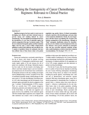 Defining the Emetogenicity of Cancer Chemotherapy  Form