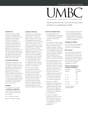 Umbc Readmission Application Form