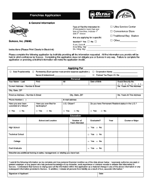 Franchise Application Form