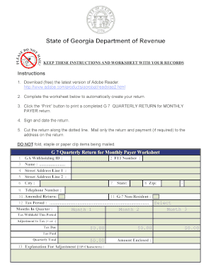 G7 Quarterly Return for Monthly Payer Form