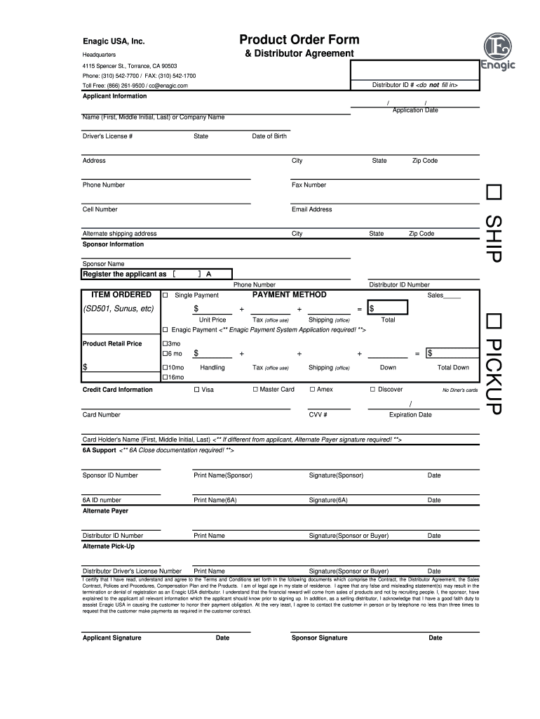 Enagic Distributor Forms