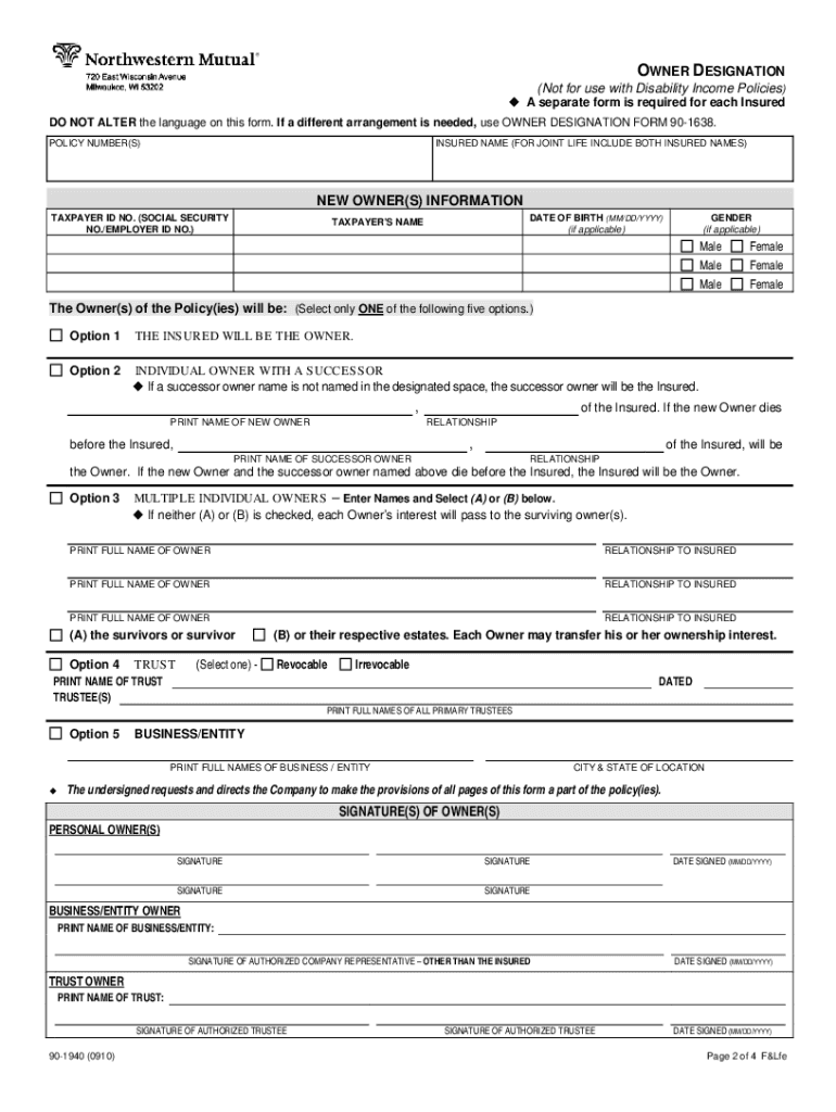 Northwestern Mutual Form 90 1940