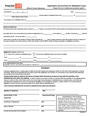 Application and Contract Oregon State University  Form