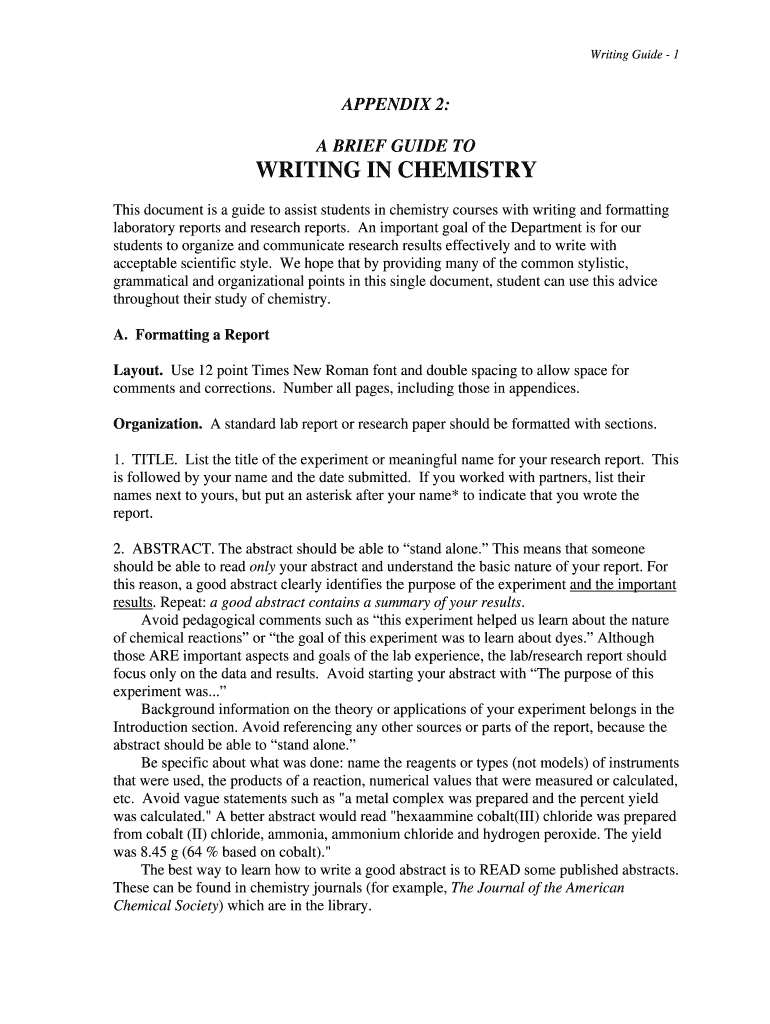 Writing Guide for ChemistryDepartment of ChemistryOregon State  Form