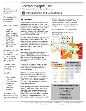 Bank Location and Deposit Data Pub Spatial Insights, Inc  Form