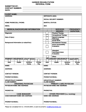 Referral Form PDF Harbor Rehabilitation