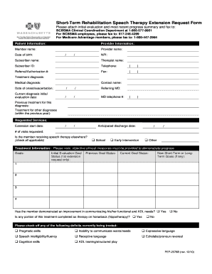 Short Term Rehabilitation Speech Therapy Extension Request Form