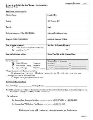 Outpatient Rehabilitation Therapy Authorization Request Form