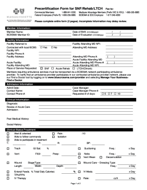  Precertification Form for SNFRehabLTCH Fax to 2012