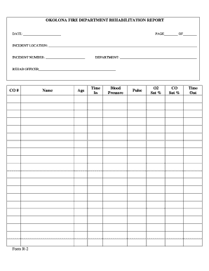 General Rehabilitation Reports Okolona Fire Department  Form