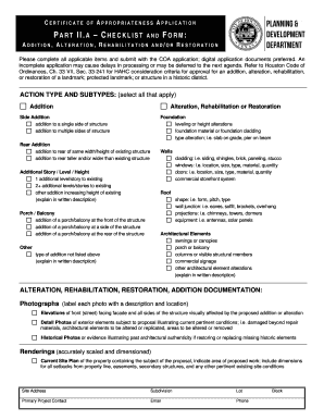 PART II a CHECKLIST and FORM Houstontx