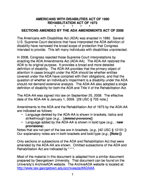 SECTIONS AMENDED by the ADA AMENDMENTS ACT of  Form