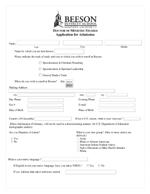 Instructions for Completing Doctor of Ministry Studies PDF Application  Form