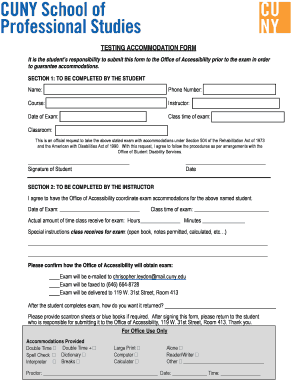 TESTING ACCOMMODATION FORM Sps Cuny