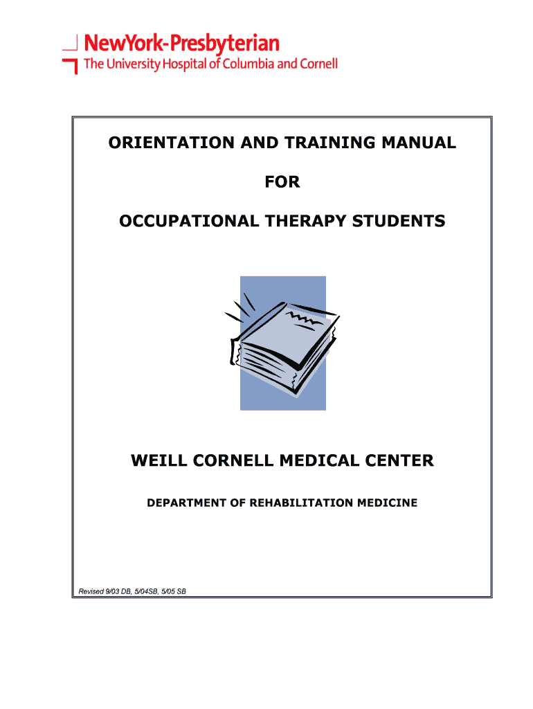Occupational Therapy Student Manual NewYork Presbyterian  Form