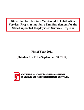 State Plan for the State Vocational Rehabilitation Services Program Wvdrs  Form