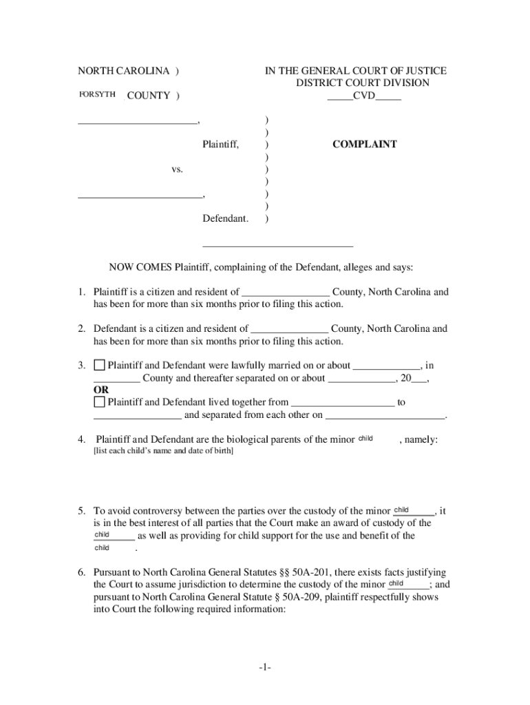 Get and Sign Mecklenburg County Custody Form Packet