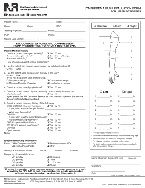 Lymphedema Measurement Chart PDF  Form