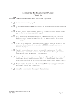 Residential Redevelopment Program State of Minnesota Mn  Form