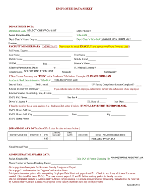 DEPARTMENT DATA Hscj Ufl  Form