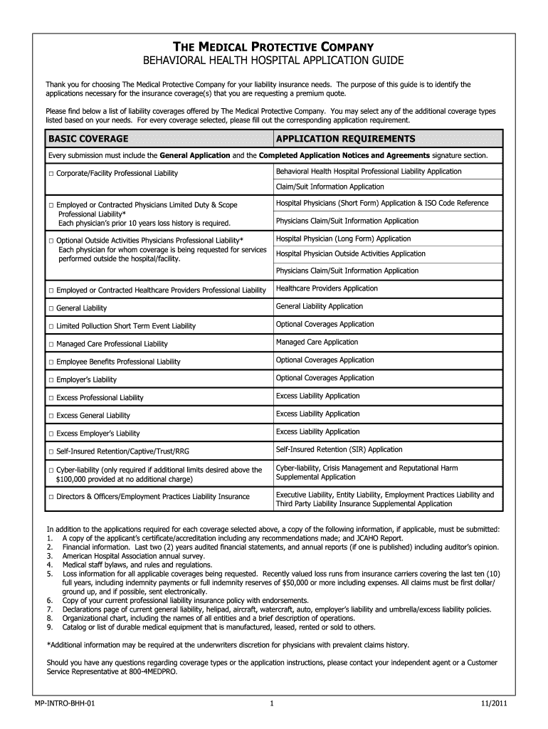 HPL New Business Application WI 4 1 09 Medical Protective  Form