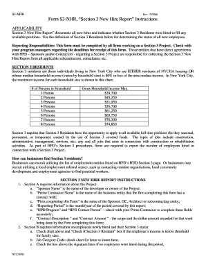 Form S3 NHR, Section 3 New Hire Report Instructions NYC Gov Nyc