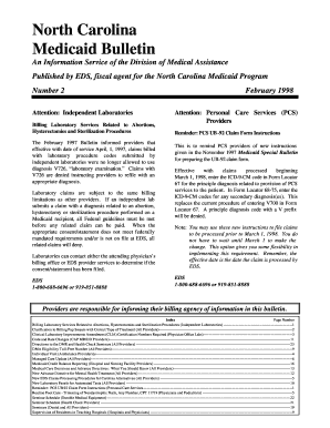 North Carolina Medicaid Bulletin an Information Service of the Division of Medical Assistance Published by EDS, Fiscal Agent for