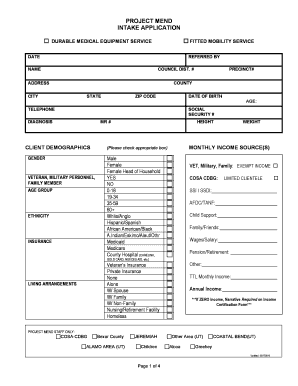 Project Mend  Form