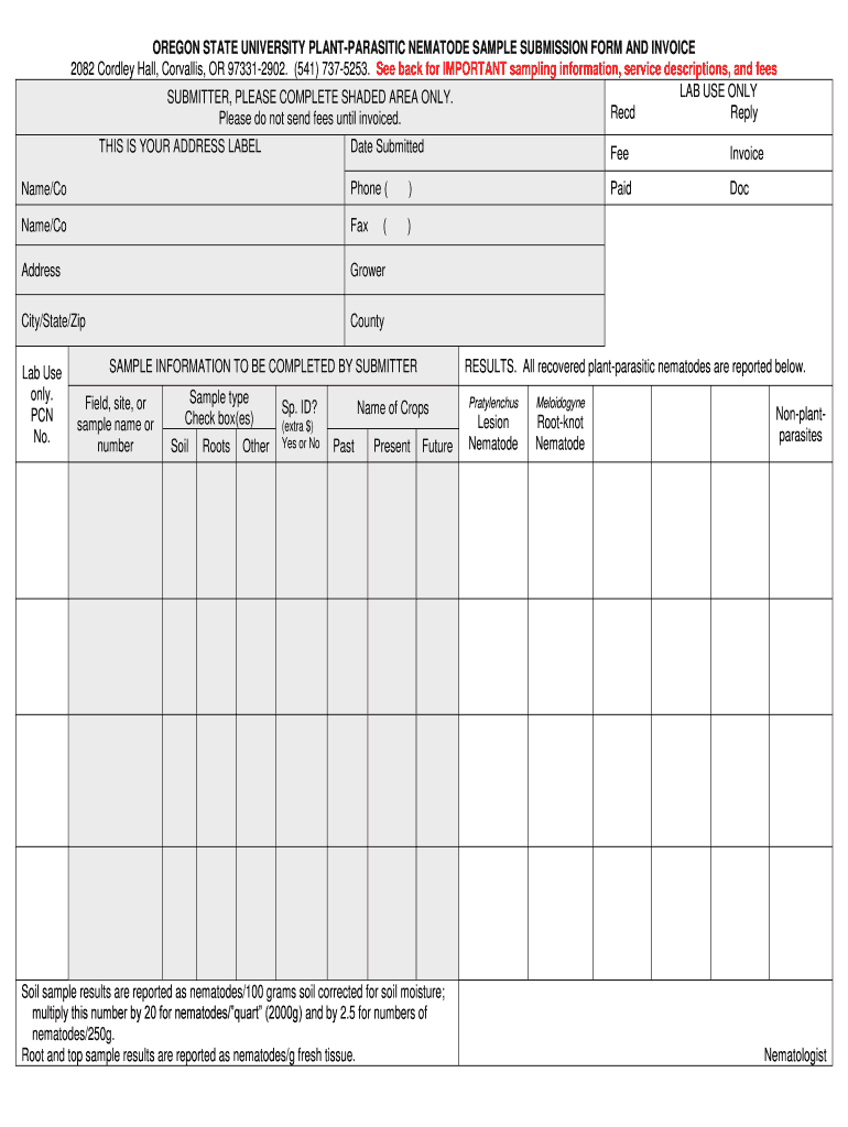 Sample Submission Form Oregon State University Science Oregonstate