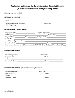 Application for Entering the Early Intervention ABC Signup  Form