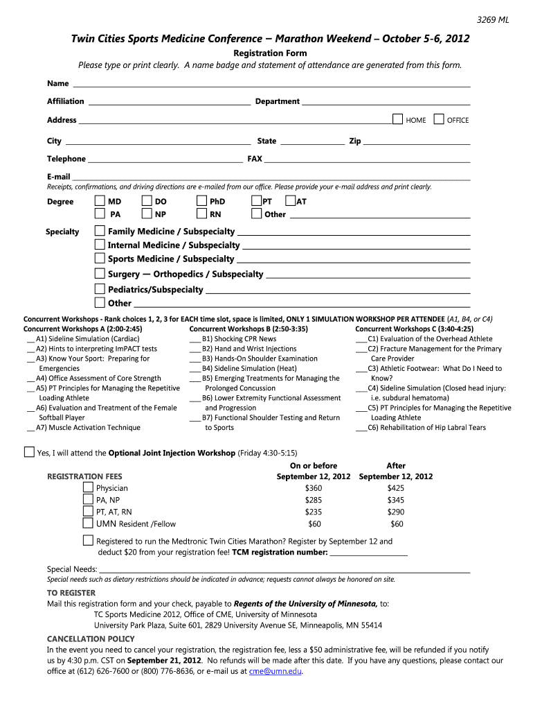 Registration Form University of Minnesota Cme Umn