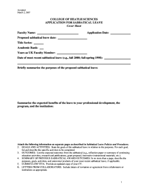 Sabbatical Leave Application Form Mc Uky